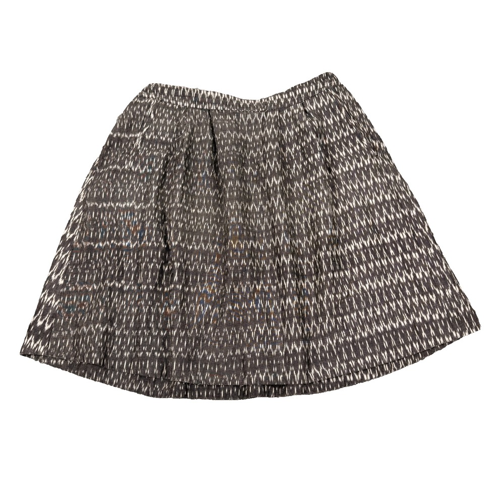 Eileen Fisher Skirt Womens Small Gray Ikat Organic Cotton A Line Pleated Pull On